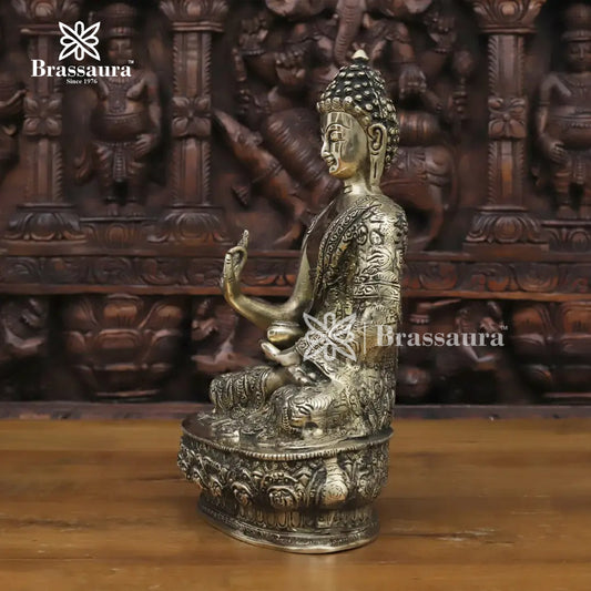Brass Buddha For Home And Décor Weight 4.12 kg Height 12.5 Inch