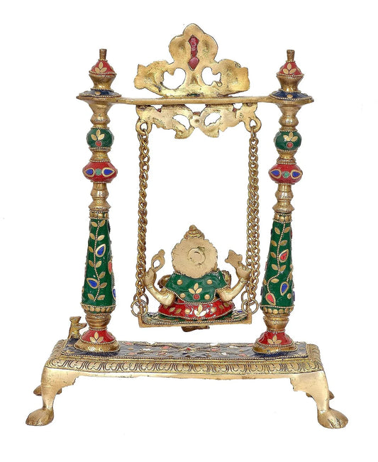 Brassaura® Brass Ganesha Swing Idol Statue | Height 16.5 Inches