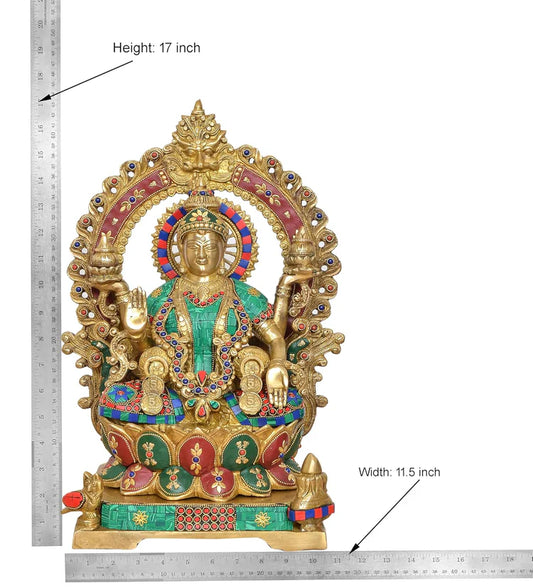 Brassaura® Brass Goddess Lakshmi Idol | Height 17 Inches