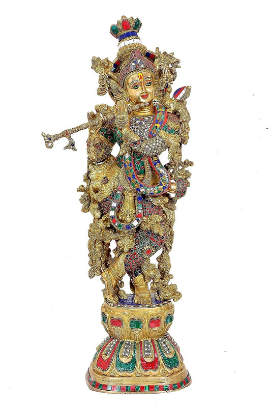 Brassaura® Brass Radha Krishna Murti Idol Statue Sculpture | Height 29 Inches