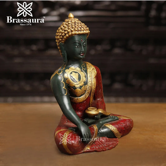 Brass Buddha For Home And Décor Weight 5.6 kg Height 12 Inch