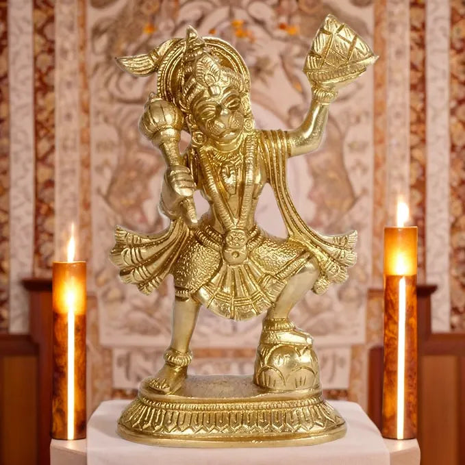 Brassaura™ Brass Hanuman Idol – Height 6.8 Inches & Weight 0.62 Kgs | Divine Gifting