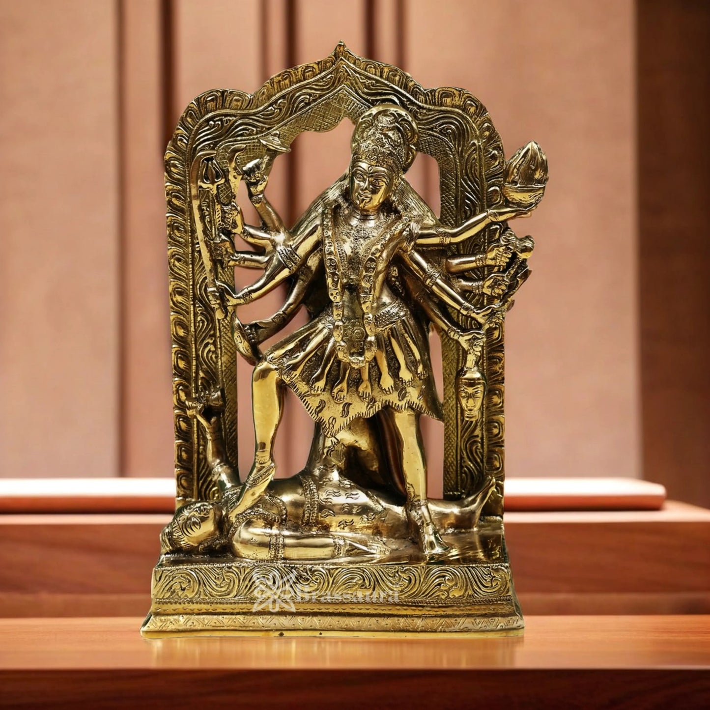 Brassaura™ Sacred Brass Kali Maa Murti – Height 11.5 Inches & Weight 5.6 Kgs | Temple Décor Accent