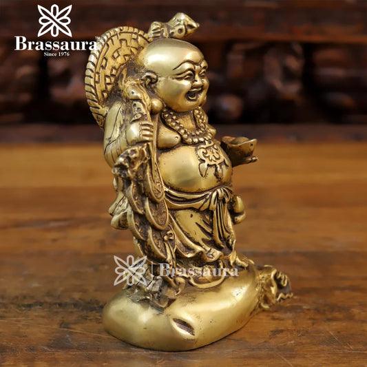 Brass Buddha For Home And Décor Weight 3.12 kg Height 8.5 Inch
