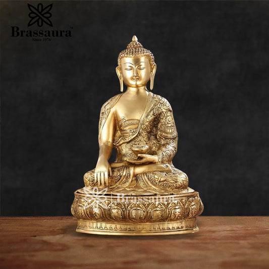 घर और सजावट और उपहार वस्तुओं के लिए पीतल का बुद्ध, वजन 7.8 किग्रा, ऊँचाई 15 इंच