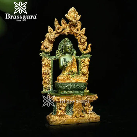 Brass Buddha For Home And Décor Weight 5.8 kg Height 15.8 Inch