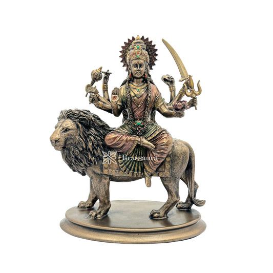 Brassaura™ Resin Durga Statue for Home and Decor Height 10 Inches & Weight 1.65 Kgs