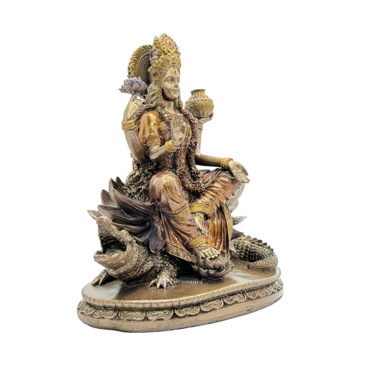 Brassaura™ Resin Ganga Devi Statue – Height 8 Inches & Weight 1.54 Kgs | Divine River Goddess Idol for Temple & Home Décor