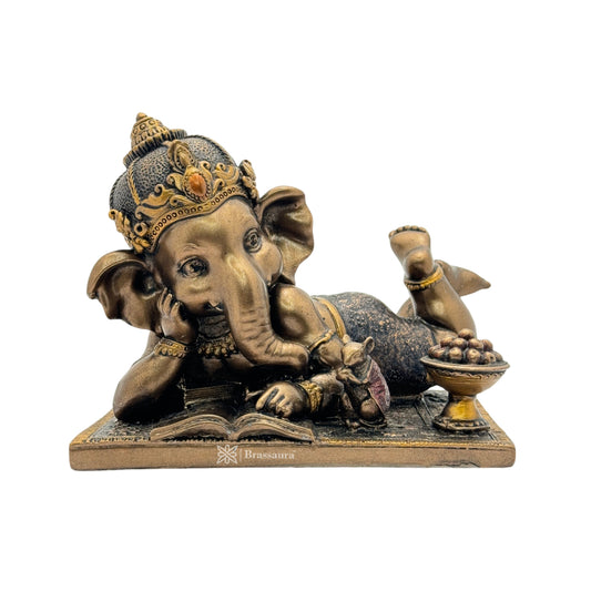 Brassaura™ Resin Ganesha Statue for Car Dashboard, Home and Decor | Weight 0.685 Kgs | Height 4.72 Inches