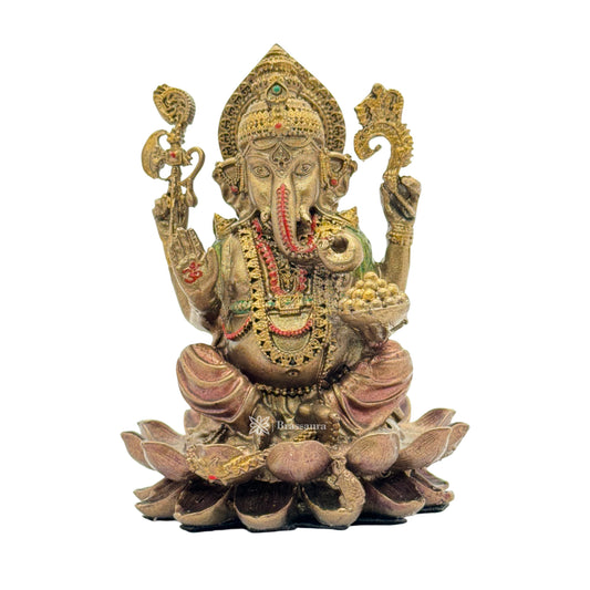 Brassaura™ Resin Ganesha Statue for Car Dashboard, Home and Decor | Weight 0.15 Kgs | Height 3.94 Inches