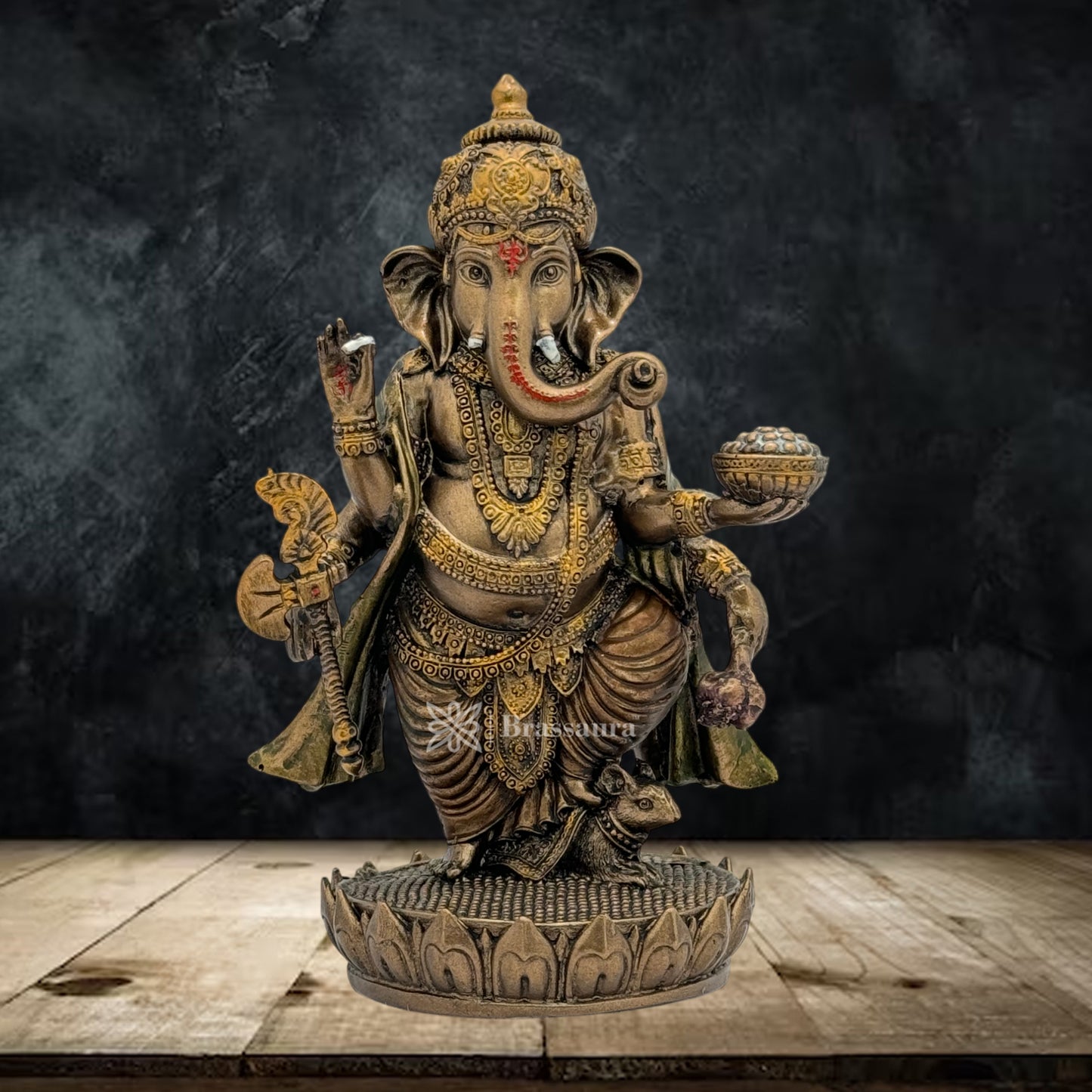 Brassaura™ Resin Ganesha Statue for Home and Decor | Weight 0.5 Kgs | Height 7.48 Inches