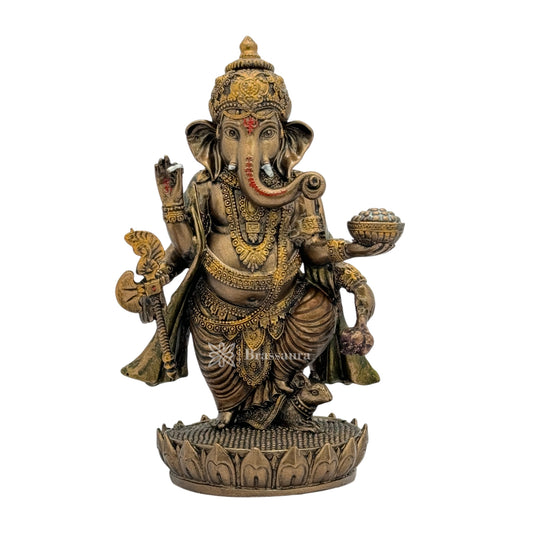 Brassaura™ Resin Ganesha Statue for Home and Decor | Weight 0.5 Kgs | Height 7.48 Inches