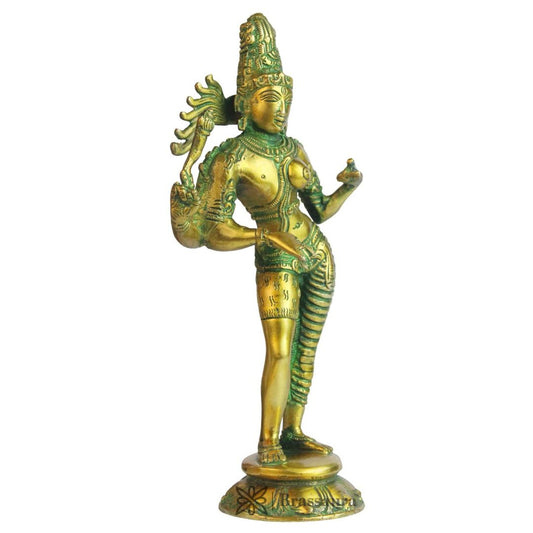 Brassaura™ Brass Ardhanarishwar Statue – Height 8.7 Inches & Weight 0.910 Kgs | Intricately Crafted Temple Idol