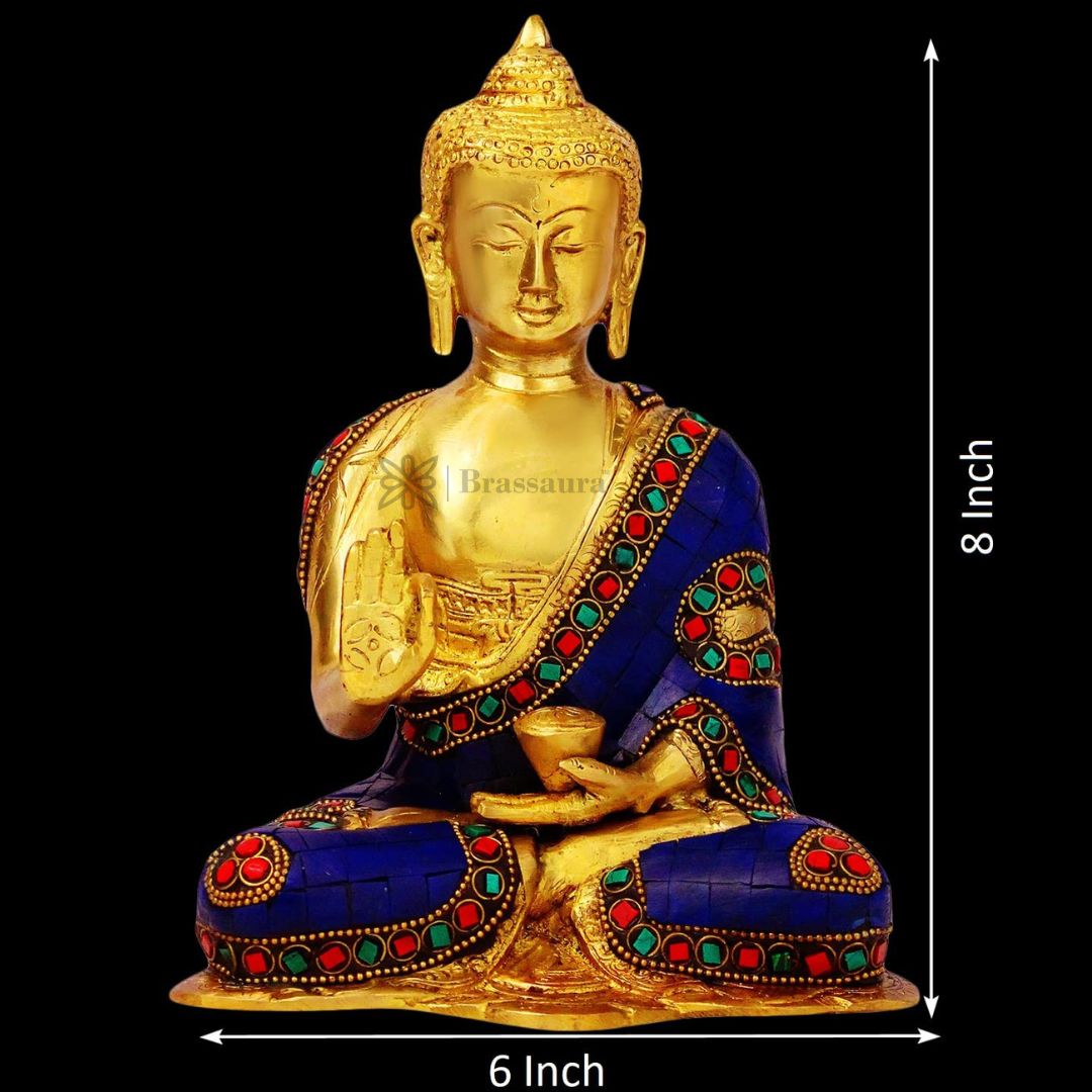 Brassaura™ Brass Buddha Vitarka Mudra Multicolor Statue
