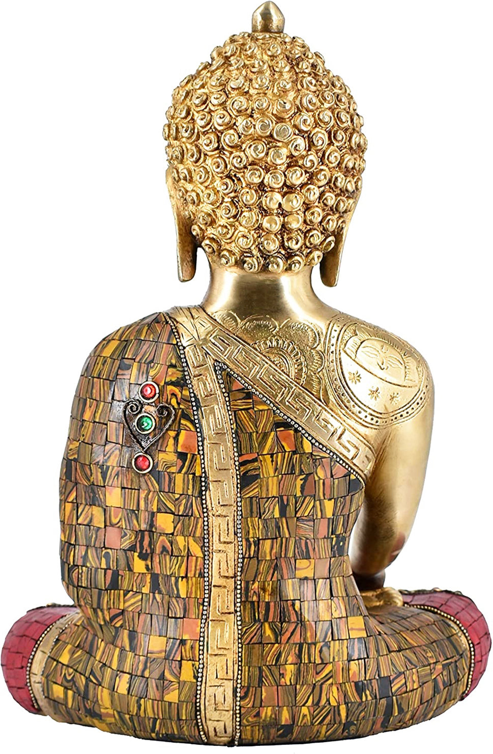 Brass Gem Stone Work Buddha Vitarka Statue Weight 6 Kg Height 30.5 cm
