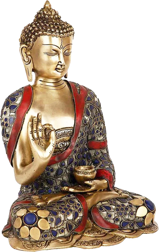 Brass Buddha Vitarka Statue Weight 5.2 Kg Height 23 cm