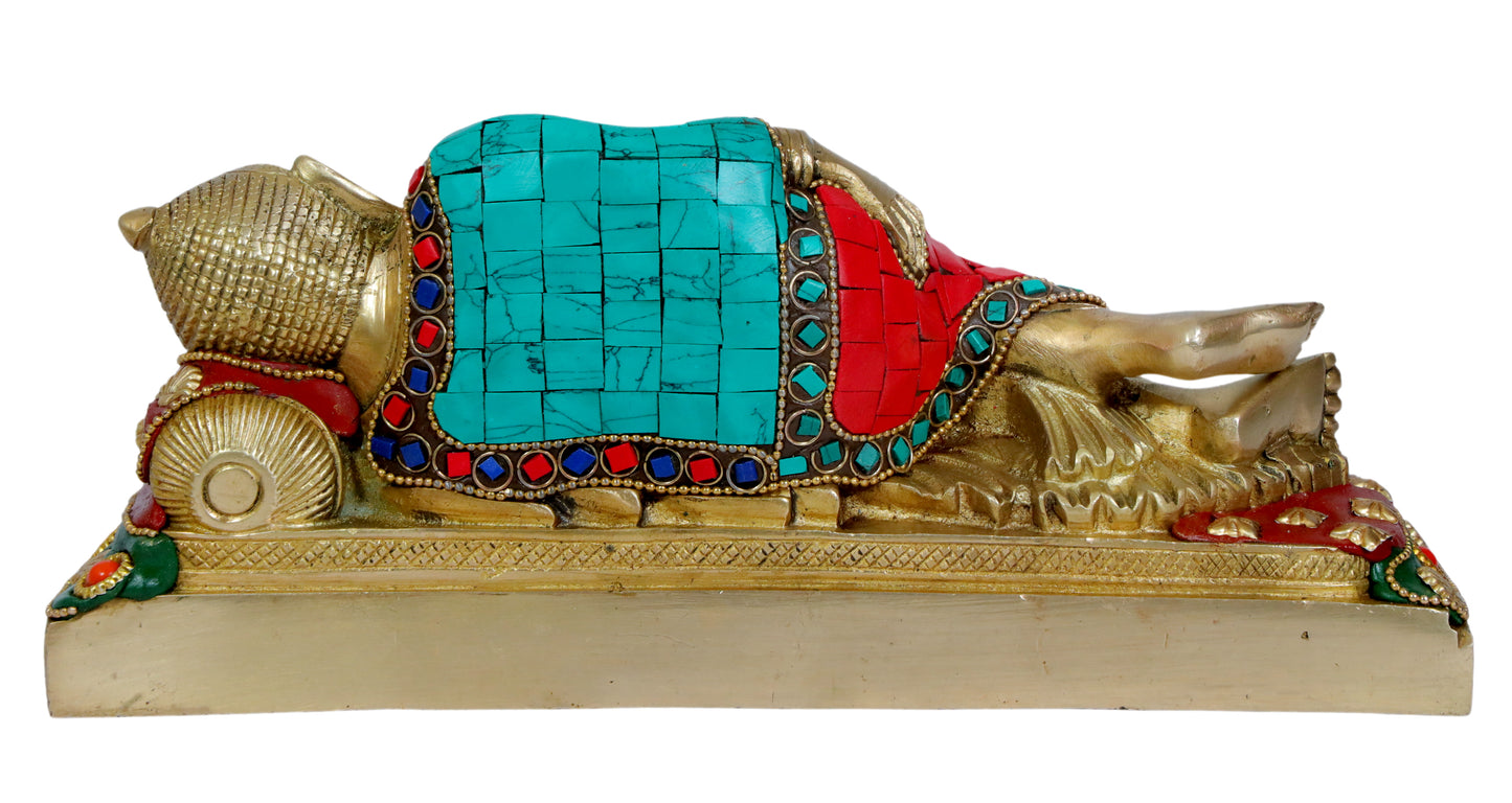 Brassaura™ Brass Gem Stone Work Buddha Vitarka Statue