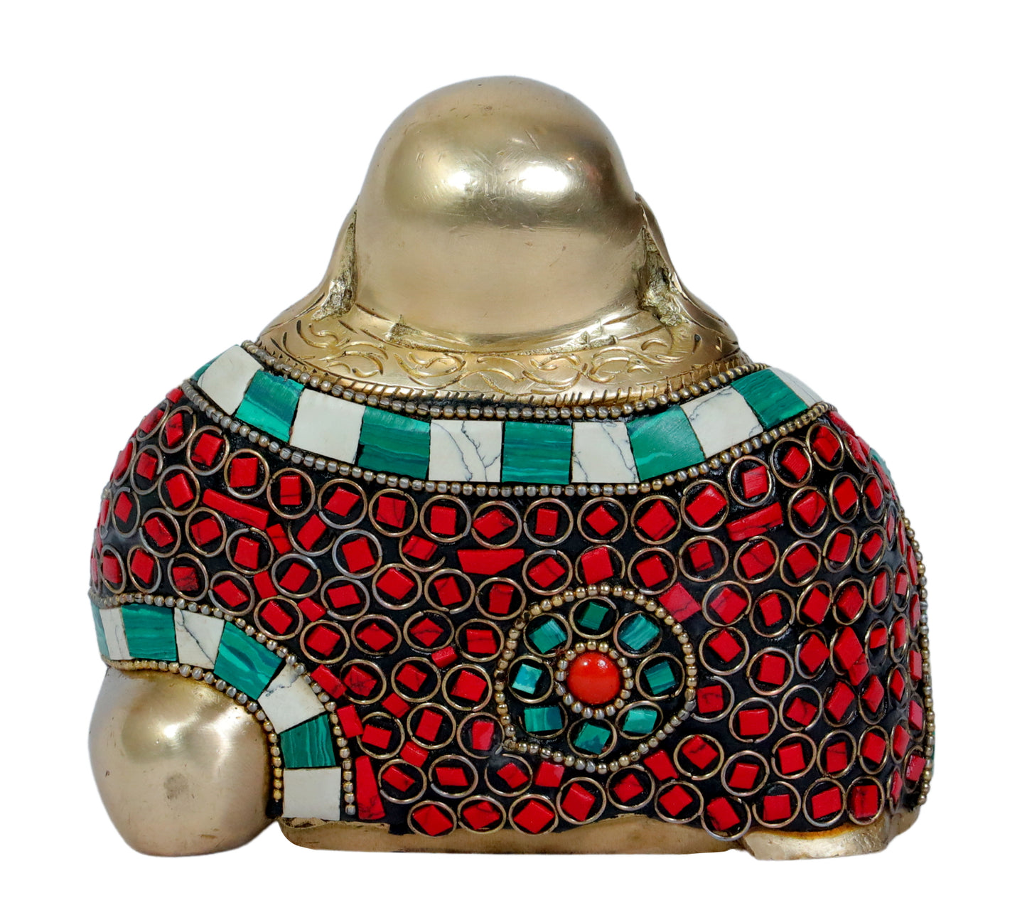 Brassaura™ Brass Gem Stone Work Buddha Vitarka Statue Multicolor