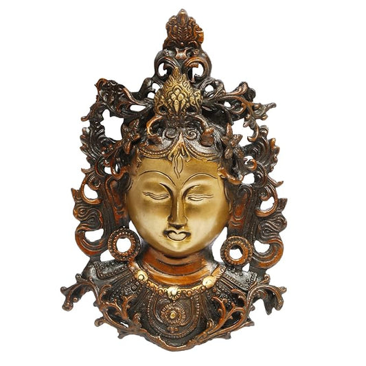 Brassaura® Ornate Brass Decorative Wall Hanging Idol with Antique Finish | Pure Superfine Brass Handcrafted Murti | Brass Statue for Home Temple, Pooja Room | Height 11 Inches | Weight 1.9 Kgs