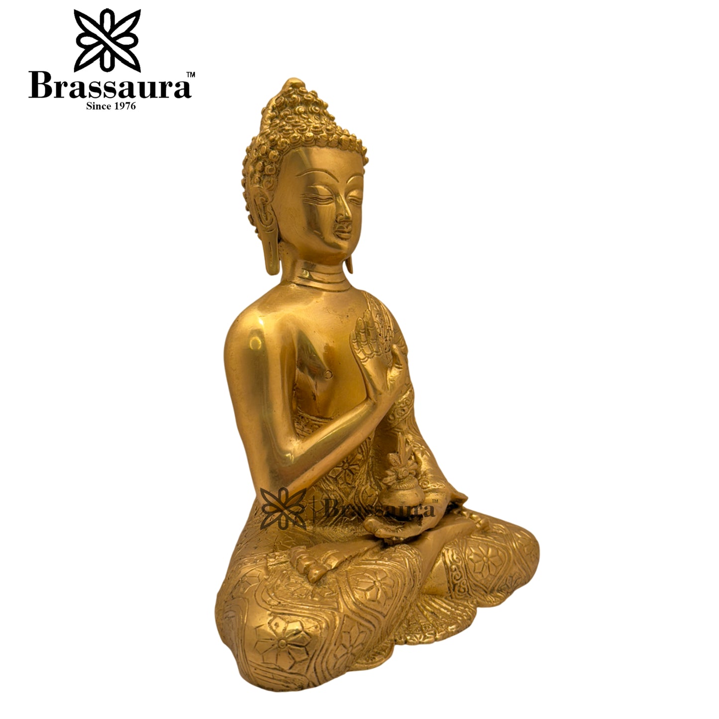 Brass Blessing Buddha Weight 3.5 Kg & Height 10 Inch