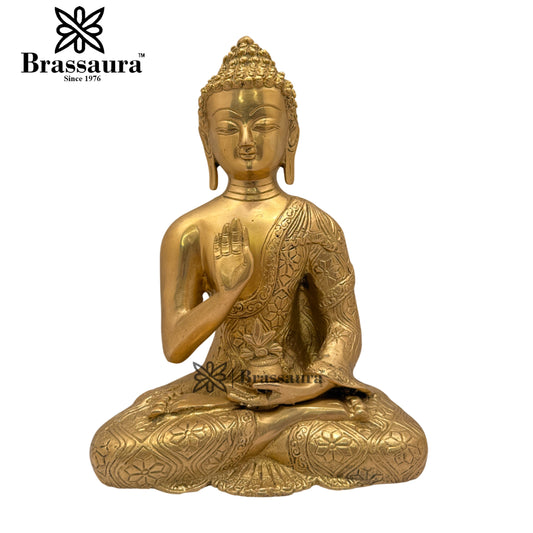 Brass Blessing Buddha Weight 3.5 Kg & Height 10 Inch