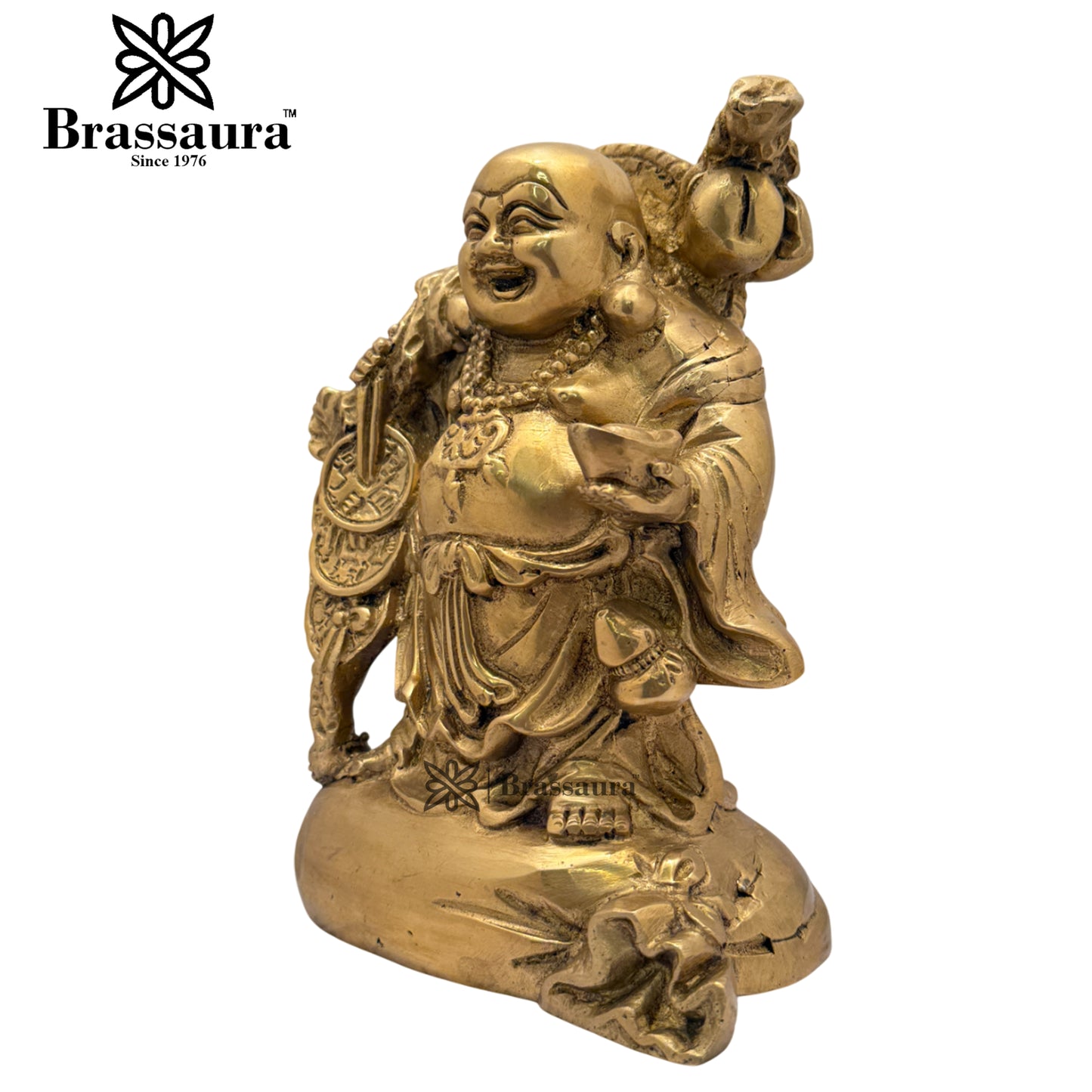 Brass Laughing Buddha Weight 3.2 Kg & Height 8.6 Inch