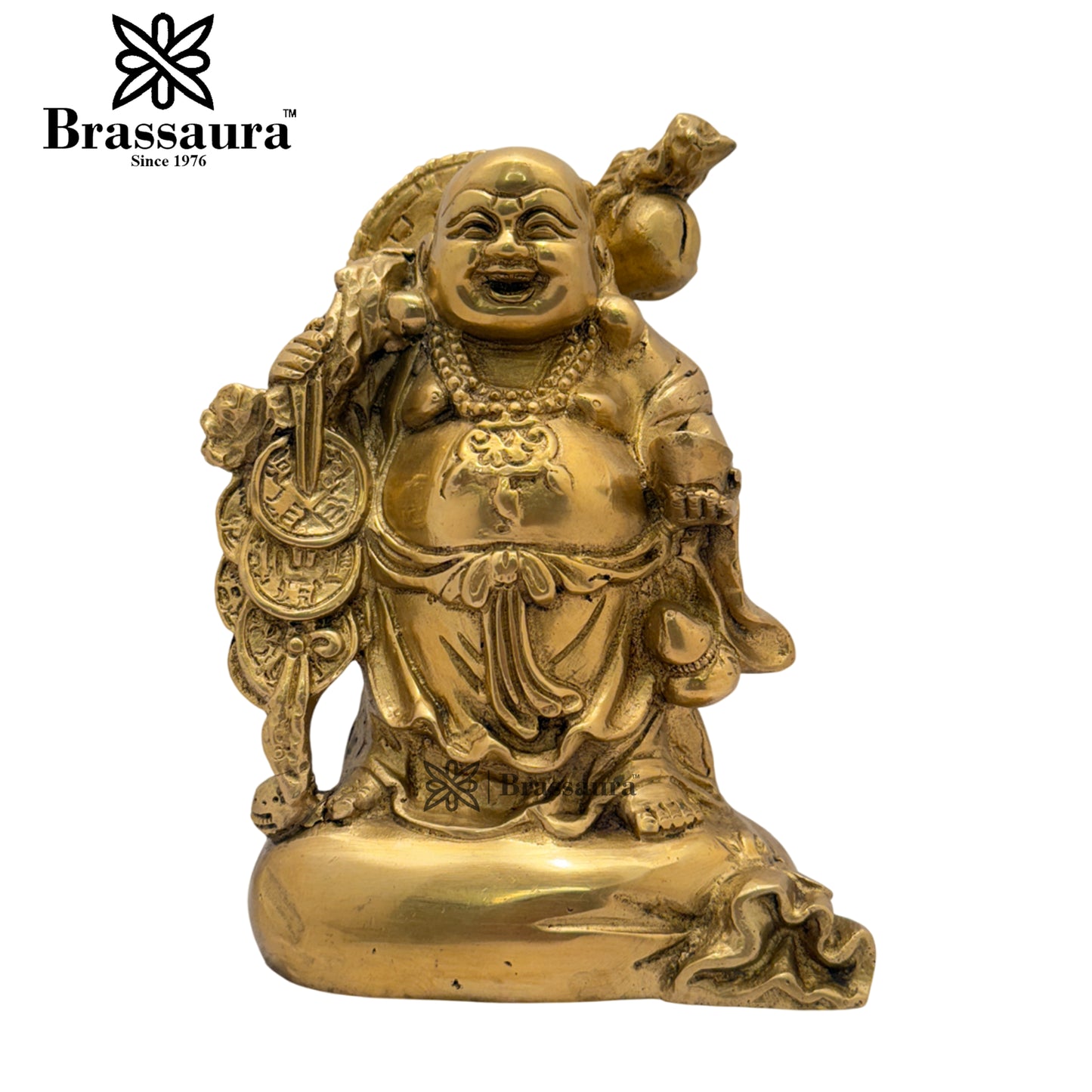 Brass Laughing Buddha Weight 3.2 Kg & Height 8.6 Inch
