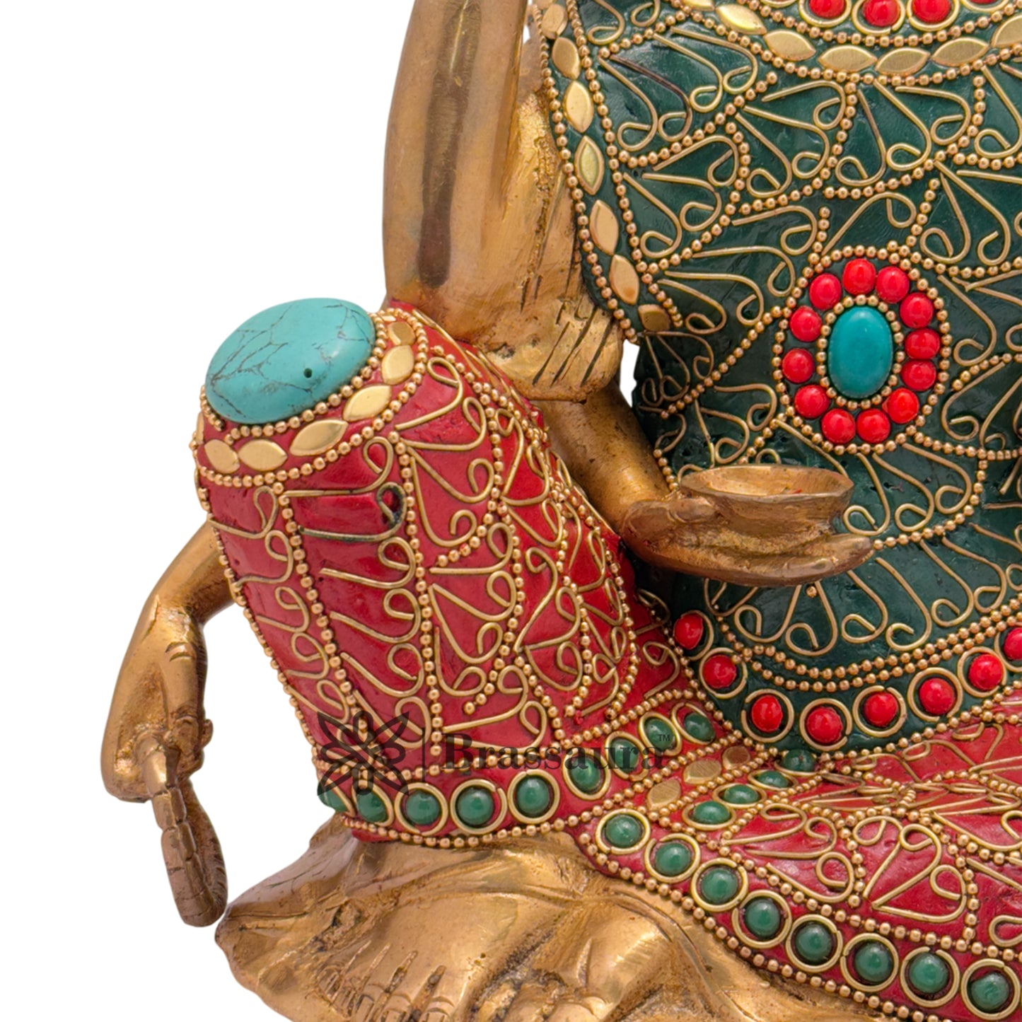 Brass Gem Stone Work Six Hand Buddha Weight 4.5 Kg & Height 94 Inch