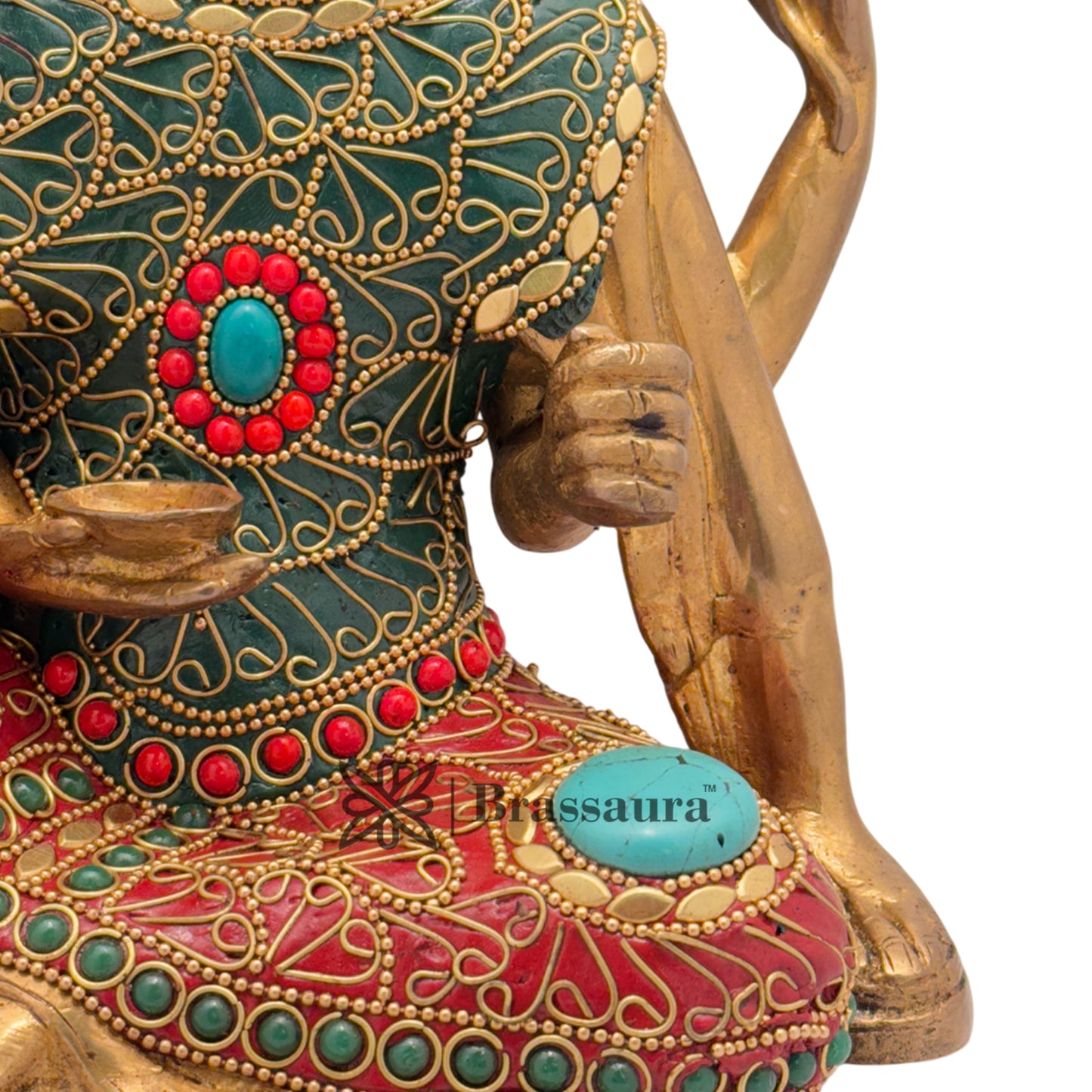 Brass Gem Stone Work Six Hand Buddha Weight 4.5 Kg & Height 94 Inch