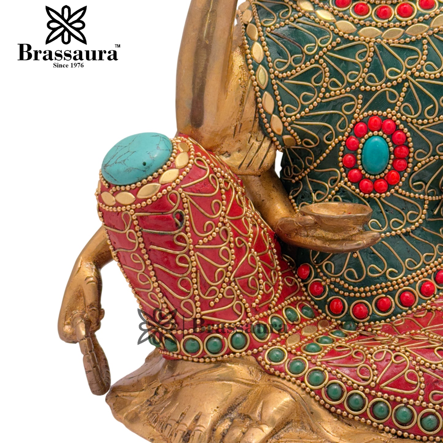 Brass Gem Stone Work Six Hand Buddha Weight 4.5 Kg & Height 94 Inch