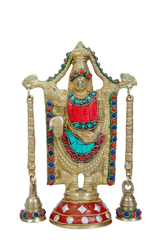 Brassaura™ Brass Gem Stone Work Venkateshwara Bala Ji Idol Weight 1.6 Kg Height 10.2 Inch