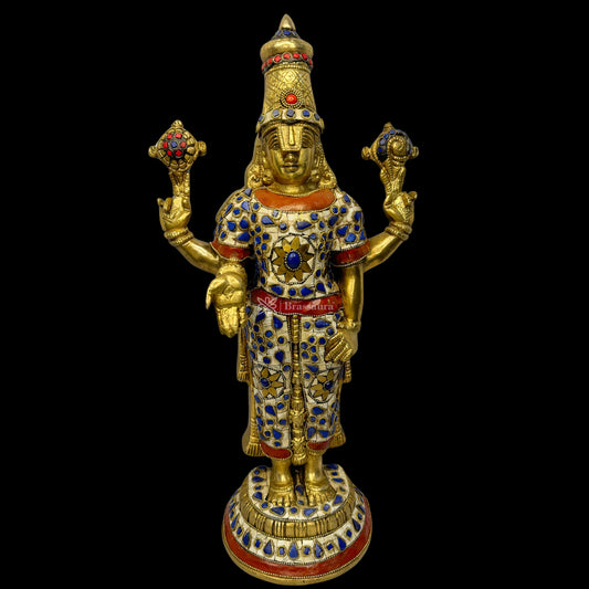 Brass Bala Ji Gem Stone Work Statue Religious Home Decor Weight 6.83 Kg Height 45 cm