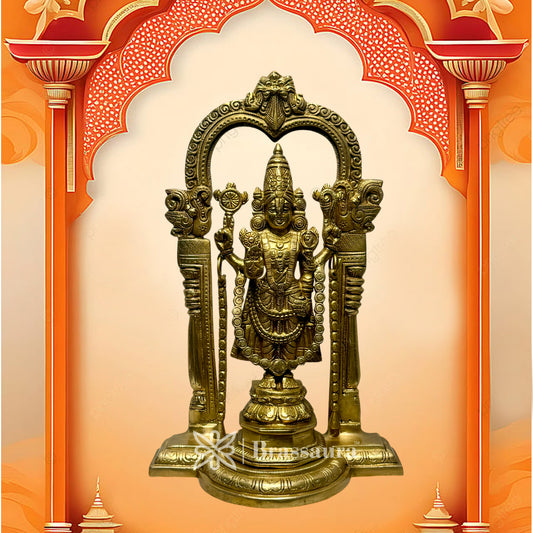 Brass Golden Venkateshwara Bala Ji Idol for Home and Decor Height 14.1 Inch Weight 4.8 Kg