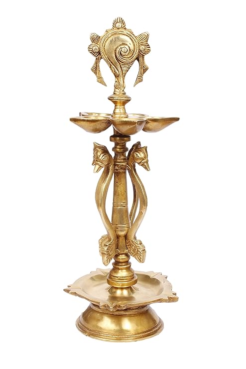 Brass Vishnu Shankh Deepam, Diya For home Decor Height 5.5 inches & Weight 3.1 kg