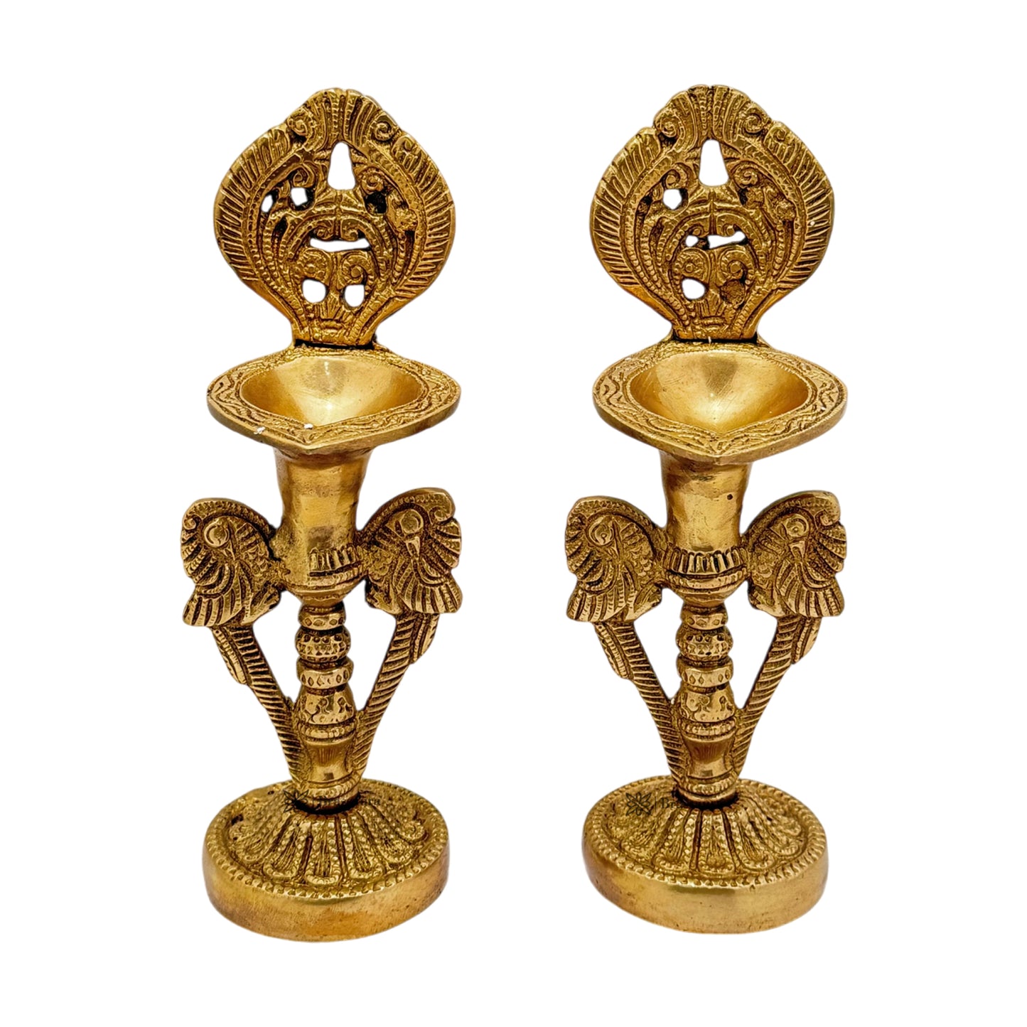 Brass 2 Diya Set For Home Decoration Weight 2 Kg Height 10.6 inch
