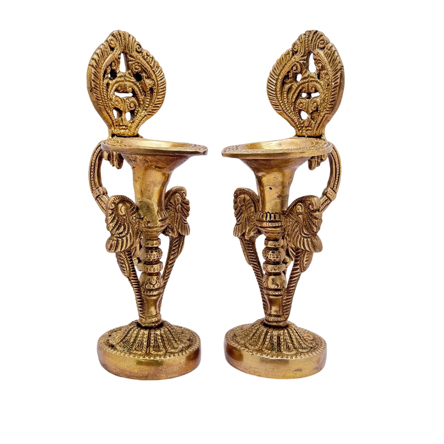 Brass 2 Diya Set For Home Decoration Weight 2 Kg Height 10.6 inch