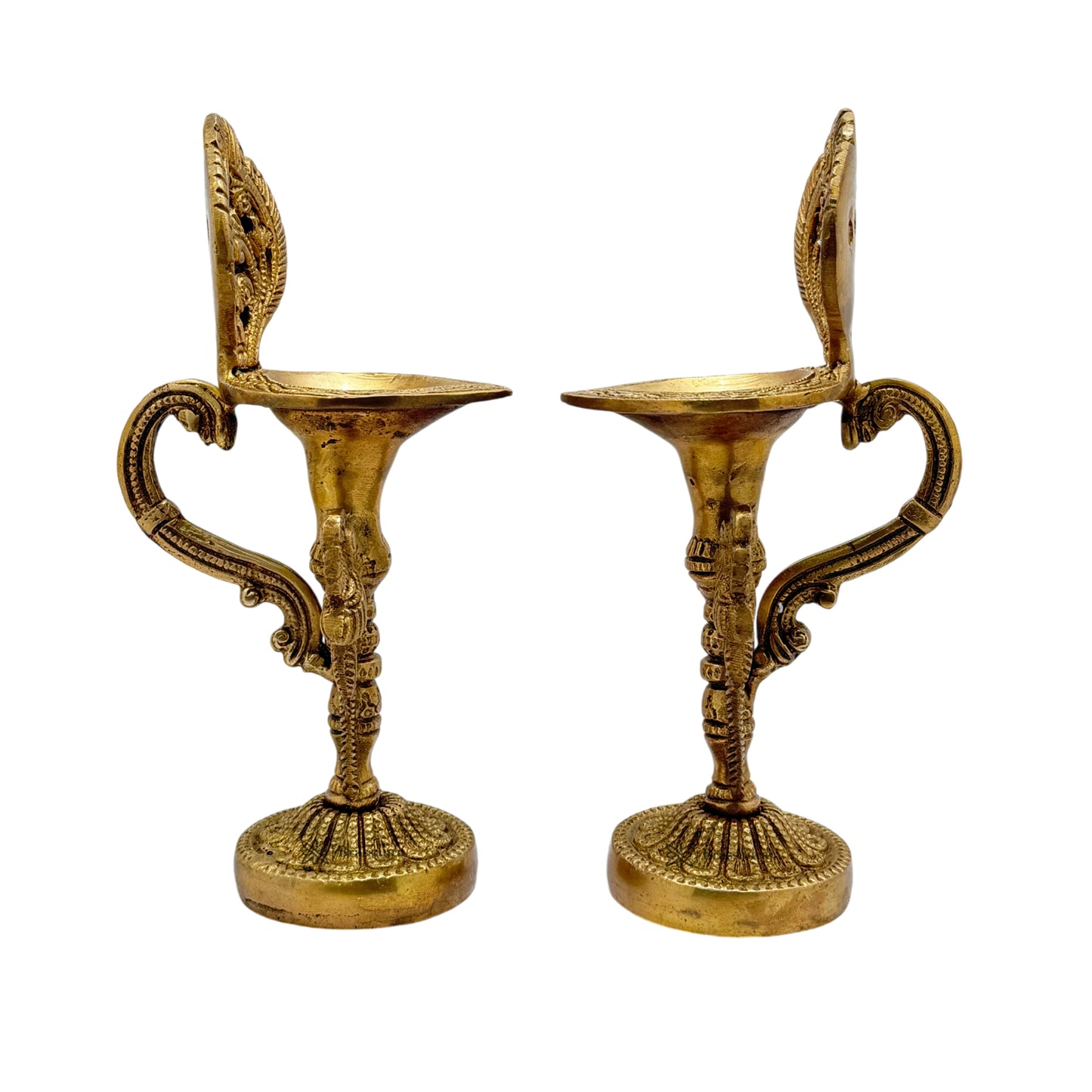 Brass 2 Diya Set For Home Decoration Weight 2 Kg Height 10.6 inch