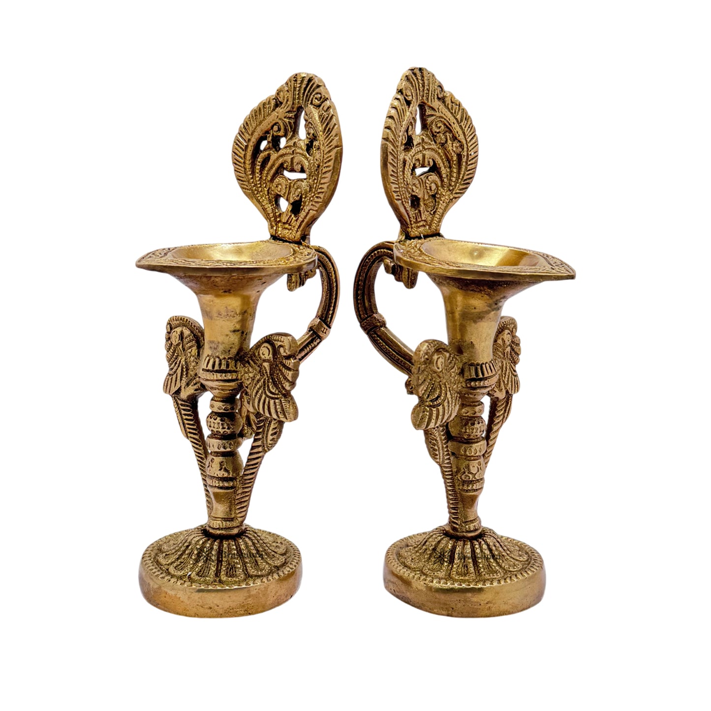 Brass 2 Diya Set For Home Decoration Weight 2 Kg Height 10.6 inch