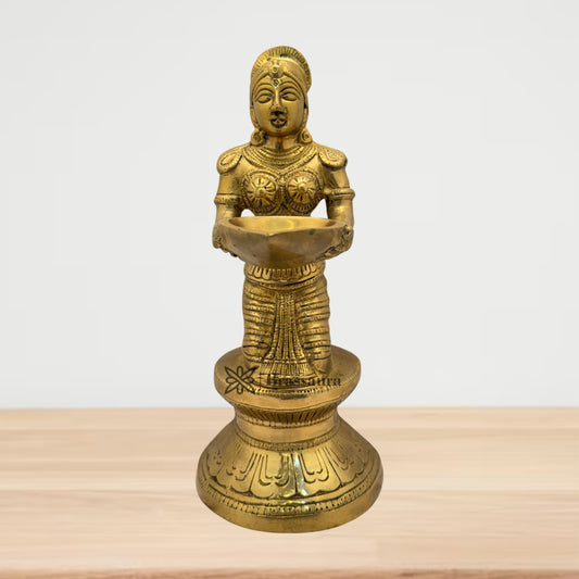 Brass Lakshmi Diya Weight 2.4 Kg & Height 9.5 Inch