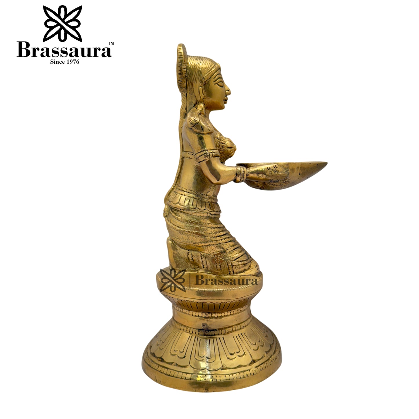Brass Lakshmi Diya Weight 2.4 Kg & Height 9.5 Inch