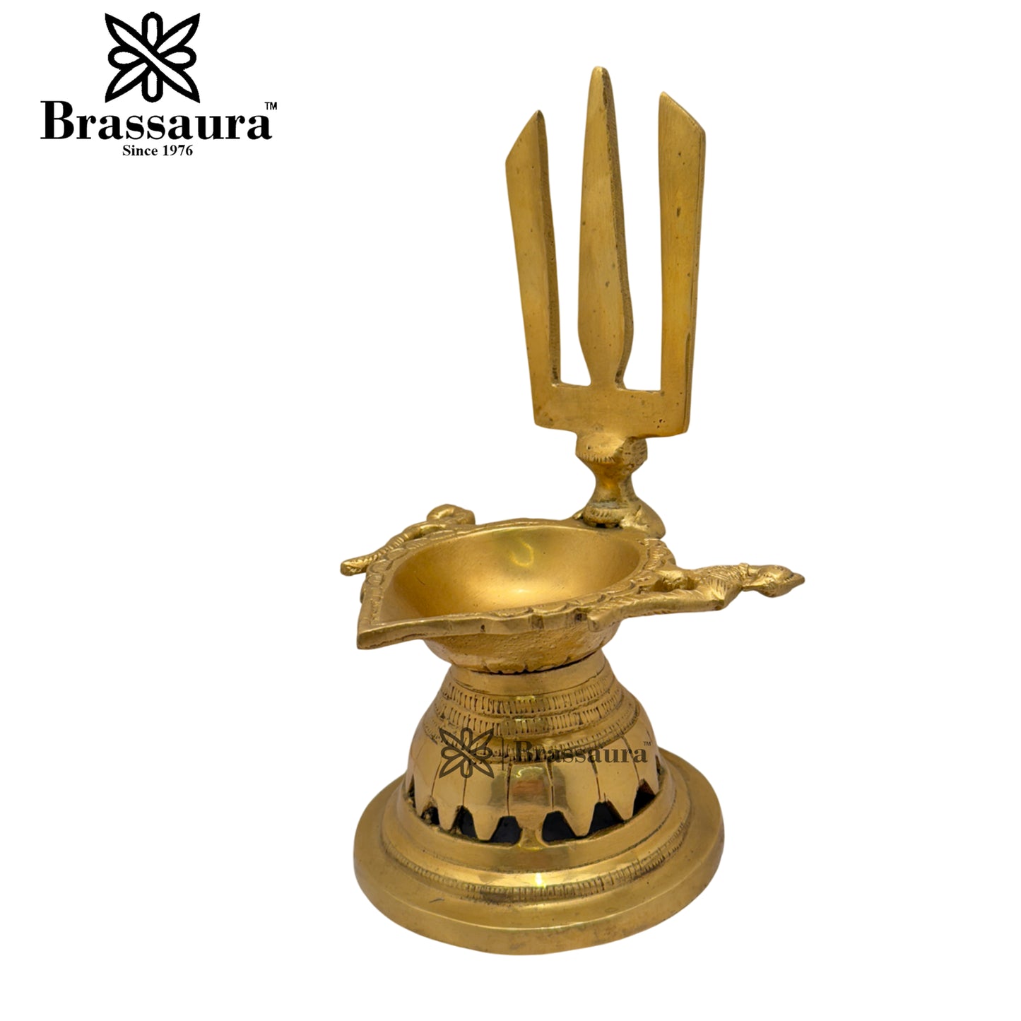 Brass Shiva Trishul Diya Weight 1.7 Kg & Height 9 Inch