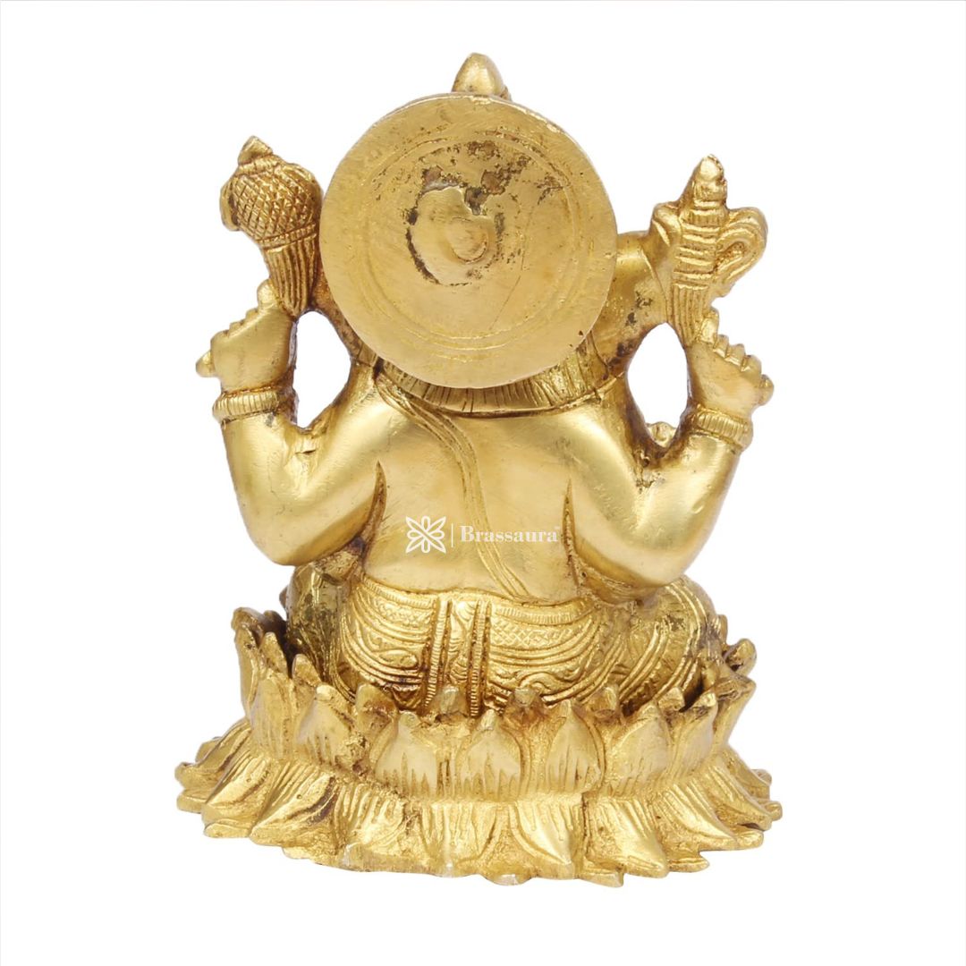Brassaura™ Brass Ganesha Murti – Height 7.87 inches | Weight 1.5 kgs