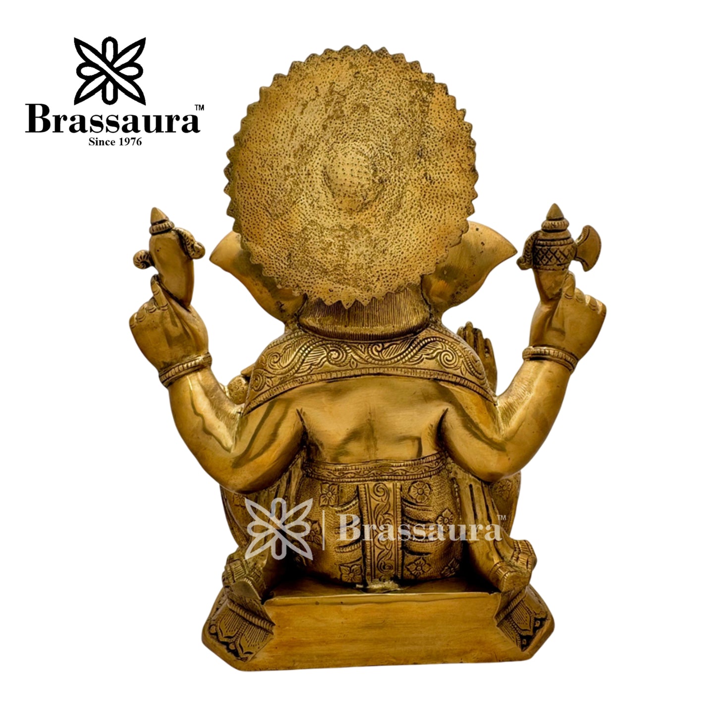Brassaura™ Brass Ganesha Idol for Home and Decor | Weight 14 Kgs | Height 15.35 Inches