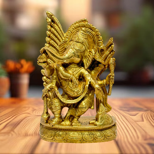 Brassaura™ Brass Small Ganesha Statue – Height 7.87 inches & Weight 1.9 kgs | Traditional Ganpati Murti for Home & Pooja Room