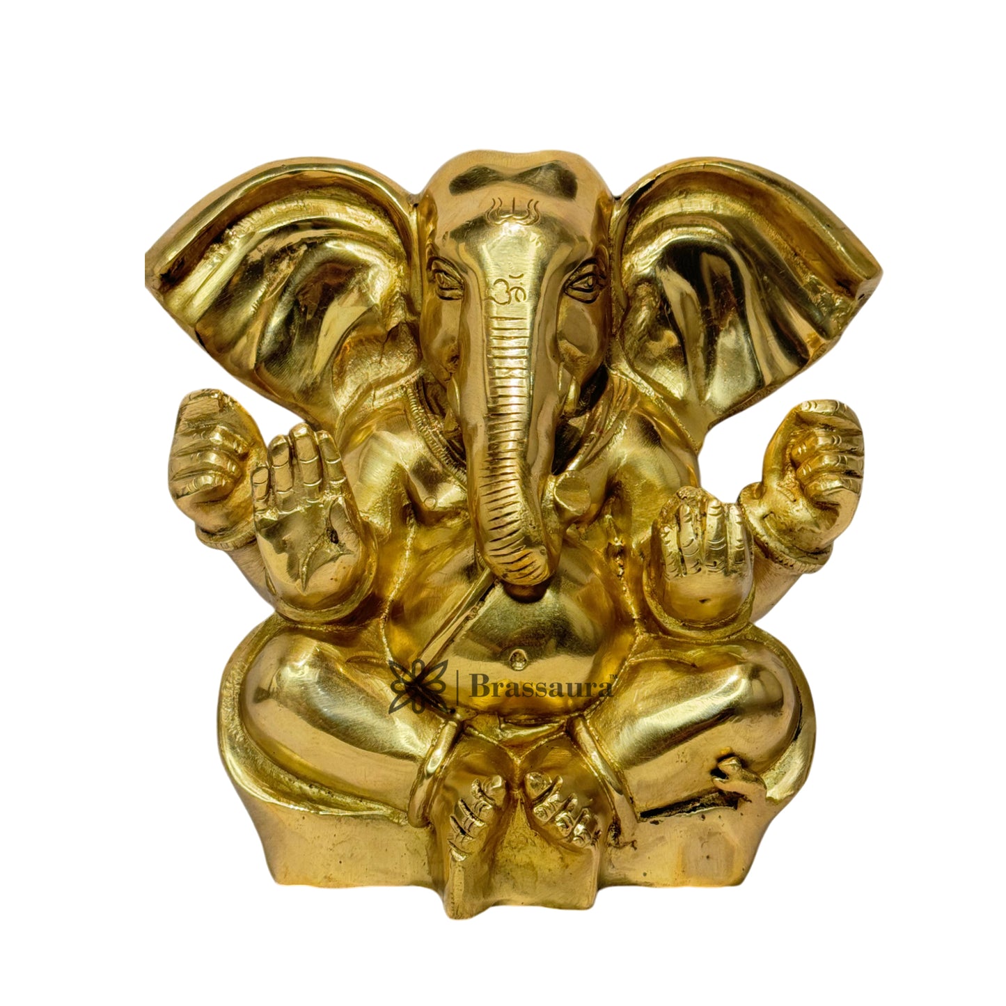 Brassaura™ Brass Sitting Ganesha Statue – Height 8.66 inches & Weight 5 kgs | Traditional Ganpati Murti for Home & Pooja Room