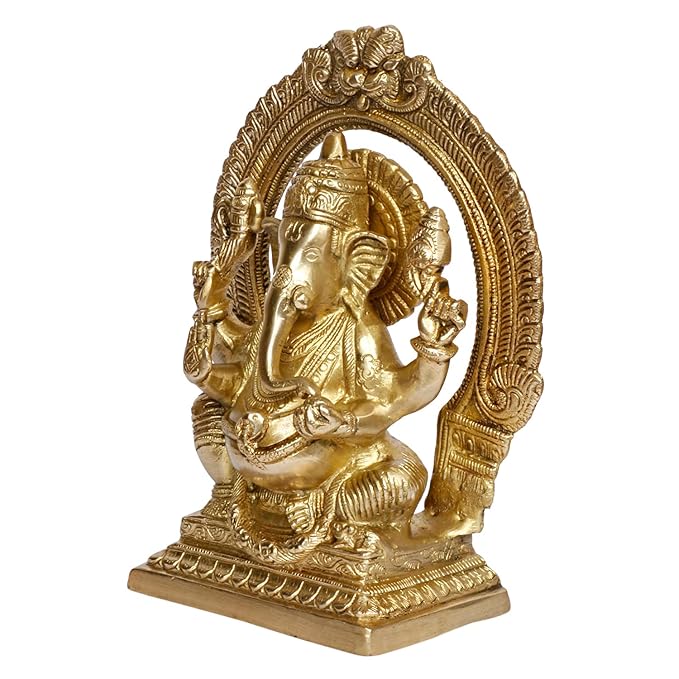 BrassAura Brass Ganesh Idol Statue Elephant Murti God Ganesha Vinayak Ganpati Vastu
