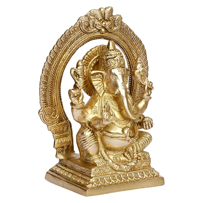 BrassAura Brass Ganesh Idol Statue Elephant Murti God Ganesha Vinayak Ganpati Vastu