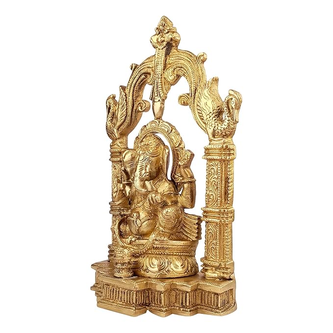 Brassaura™ Brass Ganesha Murti for Home and Decor Weight 2.5 Kg Height 27 cm