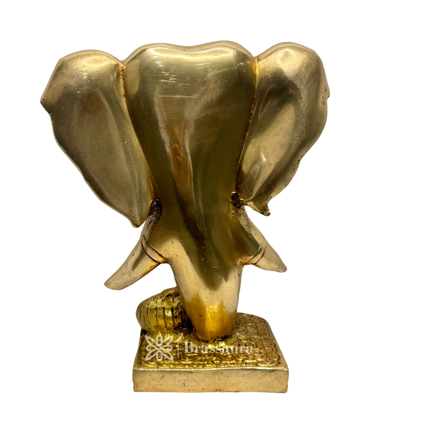 Brassaura™ Brass Ganesha with Warrior Elephant Idol – Height 11.4 inches & Weight 7.9 kgs | Ganpati Murti for Pooja & Home Décor