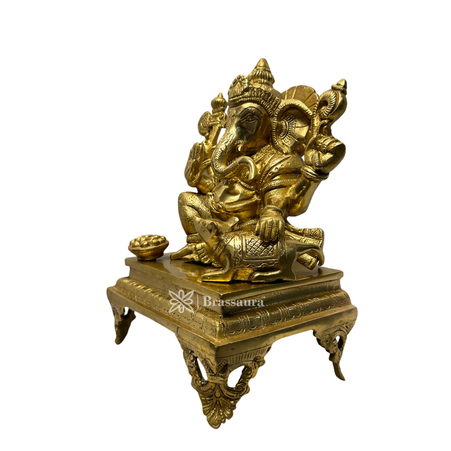 Brassaura™ Brass Fruit Ganesha Idol – Height 11.4 inches & Weight 7.2 kgs | Phal Ganpati Statue for Pooja & Home Décor
